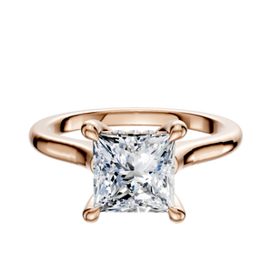 14K Rose Gold 4 Prong Hidden Halo Cathedral Dome 2.0mm Engagement Ring