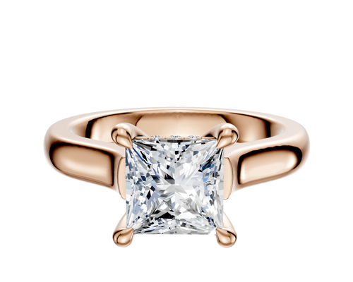 14K Rose Gold 4 Prong Hidden Halo Cathedral Dome 3.0mm Engagement Ring