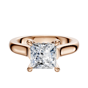 14K Rose Gold 4 Prong Hidden Halo Cathedral Dome 3.0mm Engagement Ring