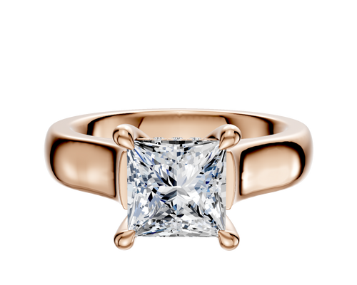 14K Rose Gold 4 Prong Hidden Halo Cathedral Dome 4.0mm Engagement Ring