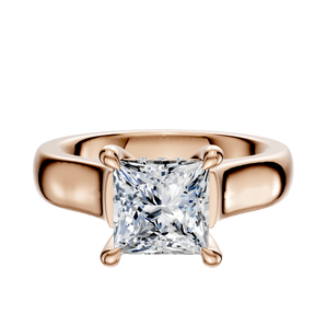 14K Rose Gold 4 Prong Hidden Halo Cathedral Dome 4.0mm Engagement Ring