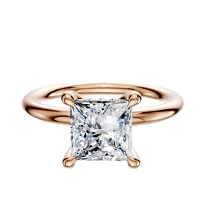 14K Rose Gold 4 Prong Hidden Halo Classic Dome 2.0mm Engagement Ring