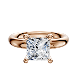 14K Rose Gold 4 Prong Hidden Halo Classic Dome 3.0mm Engagement Ring