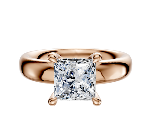 14K Rose Gold 4 Prong Hidden Halo Classic Dome 4.0mm Engagement Ring