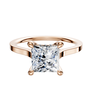 14K Rose Gold 4 Prong Hidden Halo Cathedral Flat 1.5mm Engagement Ring