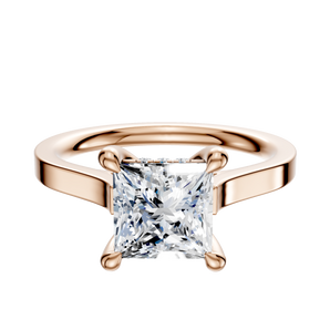 14K Rose Gold 4 Prong Hidden Halo Cathedral Flat 2.0mm Engagement Ring