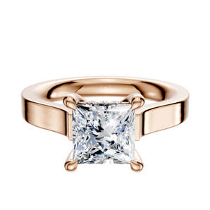 14K Rose Gold 4 Prong Hidden Halo Cathedral Flat 3.0mm Engagement Ring