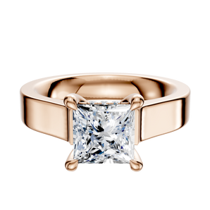 14K Rose Gold 4 Prong Hidden Halo Cathedral Flat 4.0mm Engagement Ring