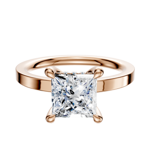 14K Rose Gold 4 Prong Hidden Halo Classic Flat 2.0mm Engagement Ring