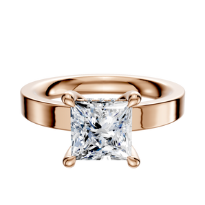 14K Rose Gold 4 Prong Hidden Halo Classic Flat 3.0mm Engagement Ring