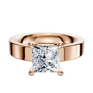 14K Rose Gold 4 Prong Hidden Halo Classic Flat 4.0mm Engagement Ring