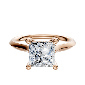 14K Rose Gold 4 Prong Hidden Halo Cathedral Knife Edge 2.0mm Engagement Ring