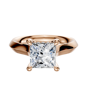 14K Rose Gold 4 Prong Hidden Halo Cathedral Knife Edge 3.0mm Engagement Ring