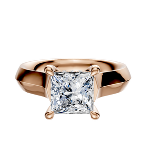 14K Rose Gold 4 Prong Hidden Halo Cathedral Knife Edge 4.0mm Engagement Ring