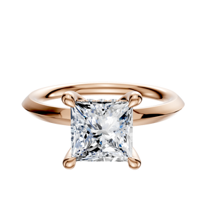 14K Rose Gold 4 Prong Hidden Halo Classic Knife Edge 2.0mm Engagement Ring