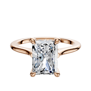 14K Rose Gold 4 Prong Hidden Halo Cathedral Dome 1.5mm Engagement Ring