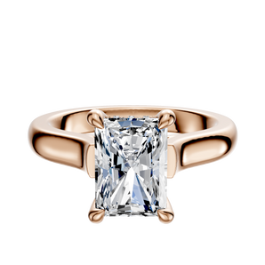 14K Rose Gold 4 Prong Hidden Halo Cathedral Dome 3.0mm Engagement Ring