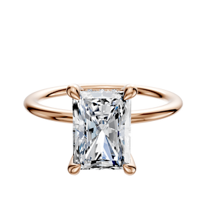 14K Rose Gold 4 Prong Hidden Halo Classic Dome 1.5mm Engagement Ring