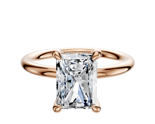 14K Rose Gold 4 Prong Hidden Halo Classic Dome 2.0mm Engagement Ring