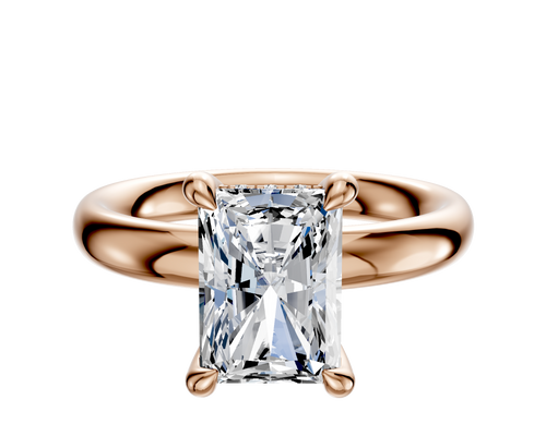 14K Rose Gold 4 Prong Hidden Halo Classic Dome 3.0mm Engagement Ring