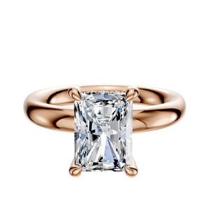 14K Rose Gold 4 Prong Hidden Halo Classic Dome 3.0mm Engagement Ring