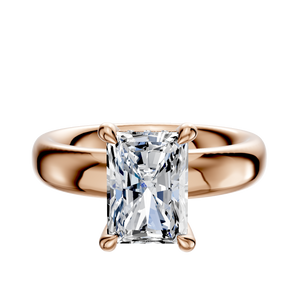 14K Rose Gold 4 Prong Hidden Halo Classic Dome 4.0mm Engagement Ring