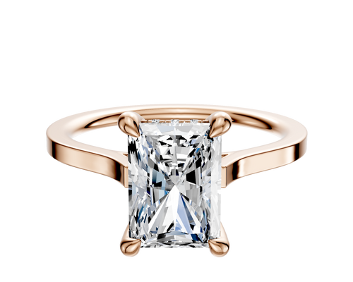 14K Rose Gold 4 Prong Hidden Halo Cathedral Flat 1.5mm Engagement Ring