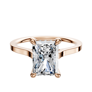 14K Rose Gold 4 Prong Hidden Halo Cathedral Flat 1.5mm Engagement Ring