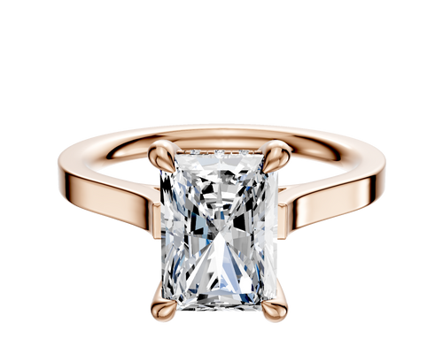 14K Rose Gold 4 Prong Hidden Halo Cathedral Flat 2.0mm Engagement Ring