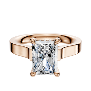 14K Rose Gold 4 Prong Hidden Halo Cathedral Flat 3.0mm Engagement Ring