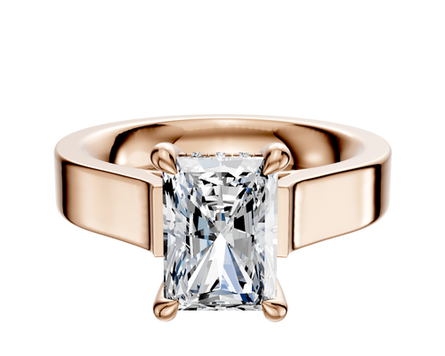 14K Rose Gold 4 Prong Hidden Halo Cathedral Flat 4.0mm Engagement Ring