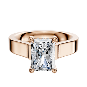 14K Rose Gold 4 Prong Hidden Halo Cathedral Flat 4.0mm Engagement Ring