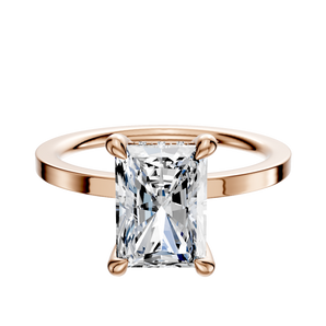 14K Rose Gold 4 Prong Hidden Halo Classic Flat 1.5mm Engagement Ring