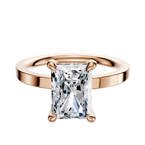 14K Rose Gold 4 Prong Hidden Halo Classic Flat 2.0mm Engagement Ring