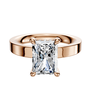 14K Rose Gold 4 Prong Hidden Halo Classic Flat 3.0mm Engagement Ring