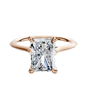 14K Rose Gold 4 Prong Hidden Halo Cathedral Knife Edge 1.5mm Engagement Ring