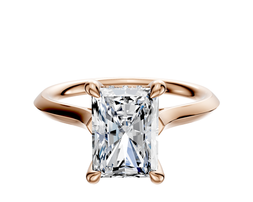 14K Rose Gold 4 Prong Hidden Halo Cathedral Knife Edge 2.0mm Engagement Ring