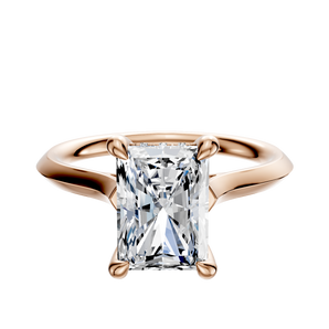 14K Rose Gold 4 Prong Hidden Halo Cathedral Knife Edge 2.0mm Engagement Ring