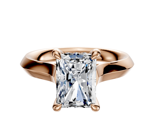 14K Rose Gold 4 Prong Hidden Halo Cathedral Knife Edge 3.0mm Engagement Ring