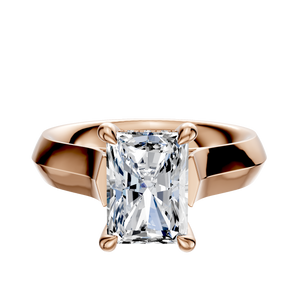 14K Rose Gold 4 Prong Hidden Halo Cathedral Knife Edge 4.0mm Engagement Ring