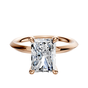 14K Rose Gold 4 Prong Hidden Halo Classic Knife Edge 2.0mm Engagement Ring