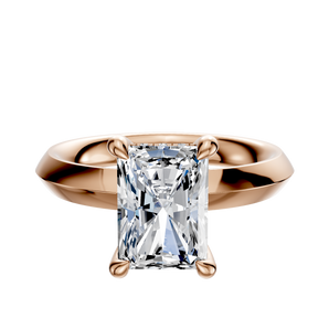 14K Rose Gold 4 Prong Hidden Halo Classic Knife Edge 3.0mm Engagement Ring