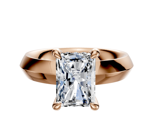 14K Rose Gold 4 Prong Hidden Halo Classic Knife Edge 4.0mm Engagement Ring