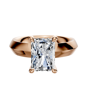 14K Rose Gold 4 Prong Hidden Halo Classic Knife Edge 4.0mm Engagement Ring