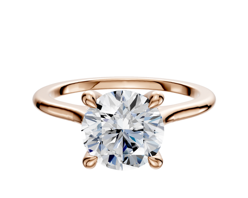 14K Rose Gold 4 Prong Hidden Halo Cathedral Dome 1.5mm Engagement Ring