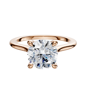 14K Rose Gold 4 Prong Hidden Halo Cathedral Dome 1.5mm Engagement Ring