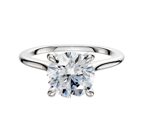 14K White Gold 4 Prong Hidden Halo Cathedral Dome 1.5mm Engagement Ring