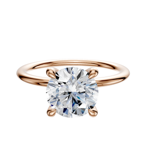 14K Rose Gold 4 Prong Hidden Halo Classic Dome 1.5mm Engagement Ring