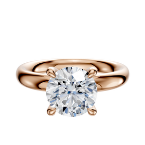 14K Rose Gold 4 Prong Hidden Halo Classic Dome 3.0mm Engagement Ring