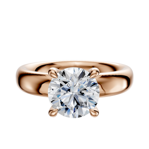 14K Rose Gold 4 Prong Hidden Halo Classic Dome 4.0mm Engagement Ring